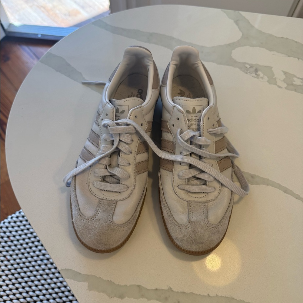 adidas Cream & Beige Retro Leather Sneakers